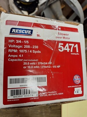 US Motors/Nidec Blower Motor 3/4-1/5HP- 208/230V-1075 RPM