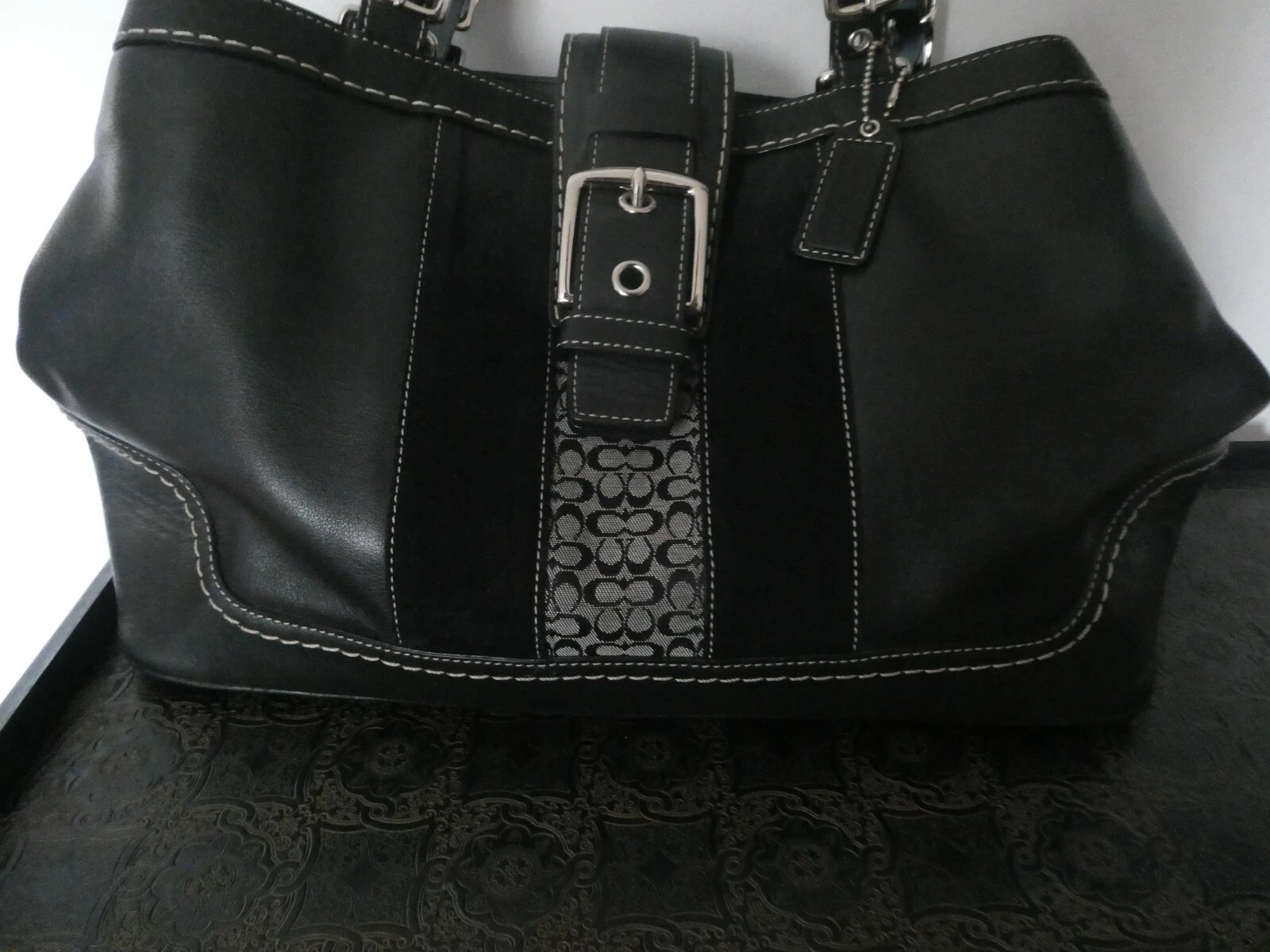 Autentica borsa a tracolla Coach F0773 F11345 donna in pelle nera espandibile