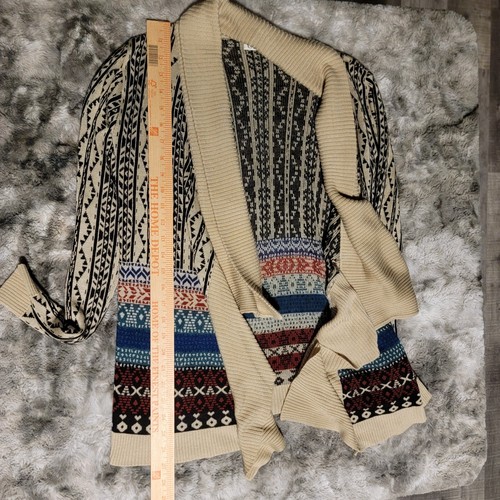 Cato Staring at Stars Draped Open Cardigan Sweater Aztec Design Size Small - Picture 14 of 14