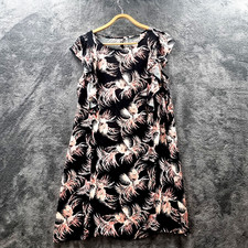TARGET Womens Dress Size 16 Black Pink Floral Short Sleeve Ruffles A-line Casual