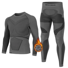 Men's Thermal Underwear Set Winter Ski Gear Fleece Lined Long Johns Base Laye...