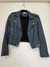 Iro Lamb Leather Ashville Jacket In Blue Size 36
