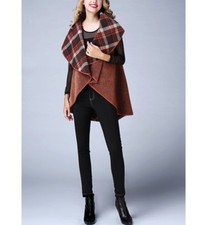 Jerry T Women's Reversible Brown & Orange Cape 3x 26 28 Plus Size Jacket Sr7070