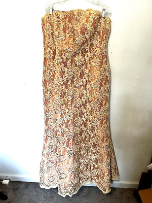Camille La Vie Strapless Dress Formal Prom Special Occasion Sequins Pearls 16/18