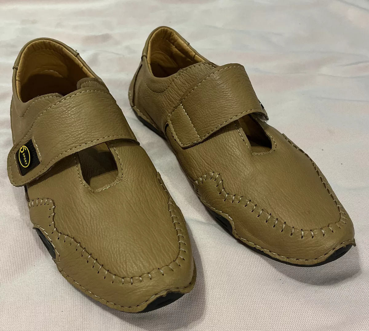 Men Fashion 5 Sport Tan Leather Driving Shoes size 41