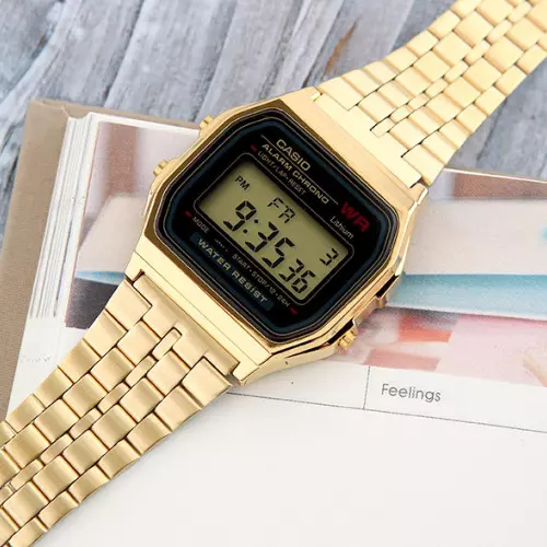 A168WEGB-1BVT | Vintage Black and Gold Metal Watch | CASIO