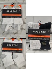 6 Pack Men's GOLDTOE Sport Socks No-Show, Quarter, Crew: Black or White, Wicking