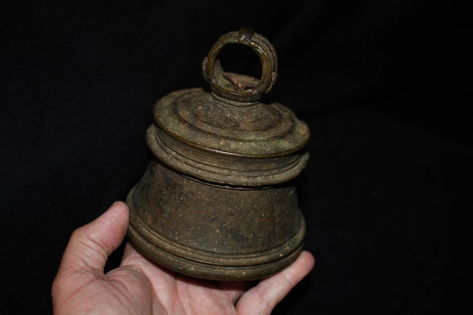 古董锡兰/斯里兰卡/南亚 19 世纪青铜钟 — 第 4/4 张图片