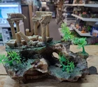 Greek Roman Ampitheatre Cliff Top Ruin Aquarium Fish Tank Ornament and Plants