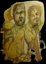 Surrealist, Impressionist, pastel drawing -Walking Around