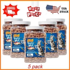 5 Packs Friskies Cat Treats, Party Mix Beachside Crunch, 20 oz. Canister
