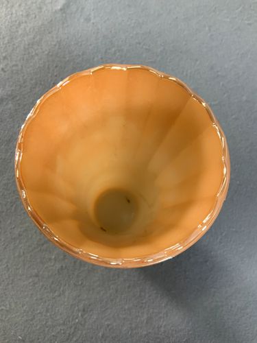 Fire King Anchor Hocking Peach Marigold Thin Ribbed Iridescence Luster Vase MCM - Picture 4 of 9