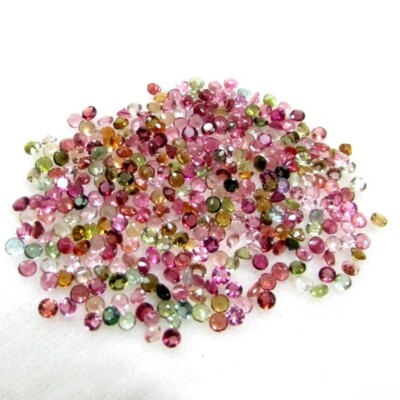 3MM -5MM NATURAL MULTI TOURMALINE ROUND CUT FACETED LOOSE GEMSTONE FOR JEWELRY