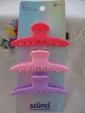 Scunci Claw Collection Claw Hair Clips 3 Pieces In A Pack Pink Purple Colors New