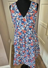 Oasis Dress Uk14  V-neck Sleeveless Fit&Flare Floral  Bnwt Fully Lined Holiday 