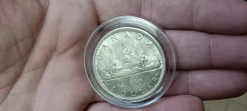 1966 CANADA DOLLAR 80% SILVER COIN AUTHENTIC COIN