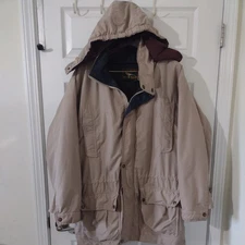 Vintage Men Field And Stream 3 Piece Insulated Coat Jacket With Hood Size Large