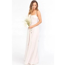 Show Me Your Mumu Lauren Tie Maxi Dress in Soft Beige Chiffon