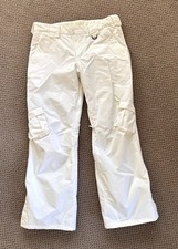 SLALOM Ski Snowboard Pants Cargo White Women  s Size L Adj. Waist Powder Clips