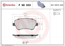 Brake Pad Set, disc brake BREMBO P68033