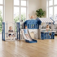 9in 1 Kids Slide and Swing Set,Toddler Indoor Outdoor Playground Toddler Playset
