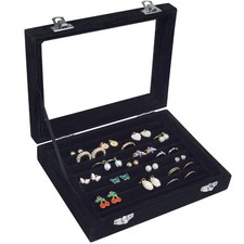 Vicoter Rings Organizer Tray 7 Slots Velvet Jewelry Earring 7 Slots, Black 