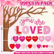 99Pcs Valentine's Day Tree Bulletin Board Decoration Red Pink Heart Classroom...