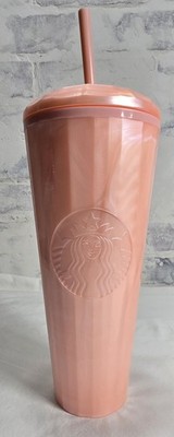 Collector's STARBUCKS Pearly Pink Kaleidoscope Dome Top Venti 24oz With Straw