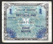 Germany 1 Mark 1944 Allied Military Currency Circulated - Off Center