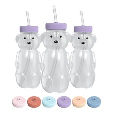 Honey Bear Straw Cup for Babies, 8oz Honey Bear Cup with Lid, 3Pack Therapy L...