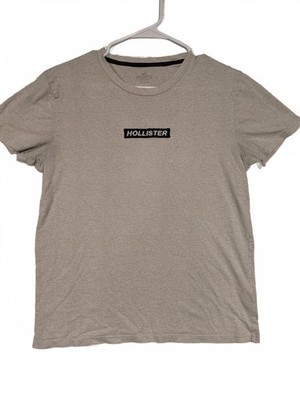 Hollister Core Logo Gray Crewneck T-Shirt Mens Small Heather Cotton Casual