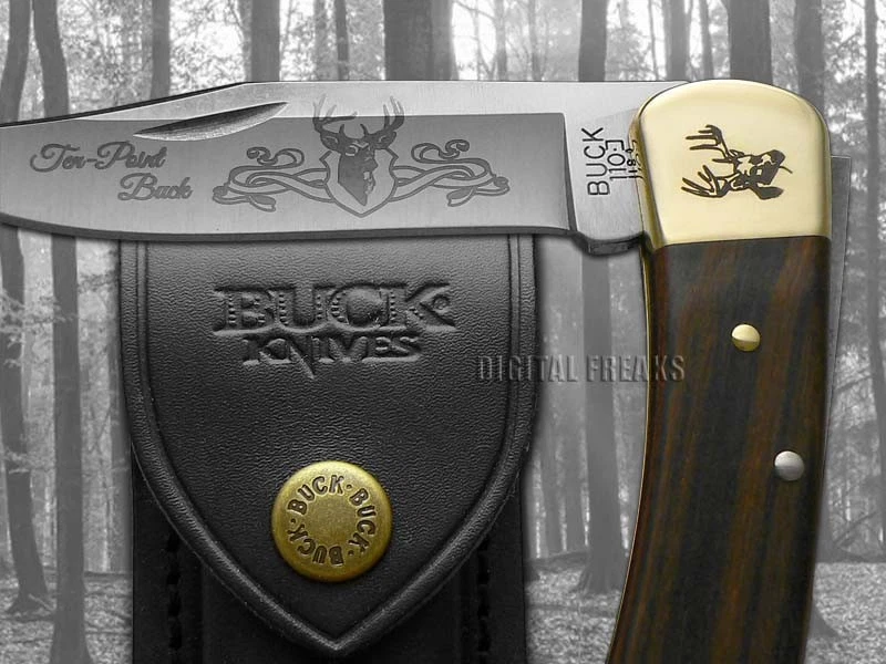 Buck 110 折叠猎人刀十点巴克乌木不锈钢口袋刀 — 第 4/4 张图片