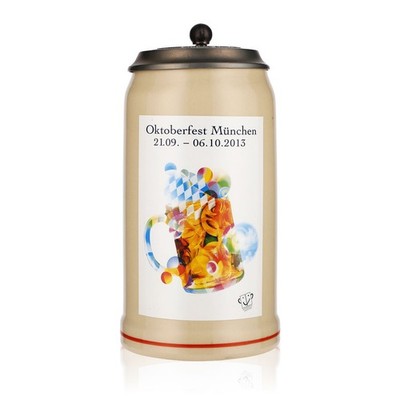 Rastal Bier Glas Bierkrug Steingut/Ton Okotberfest München 2013  Zinndeckel