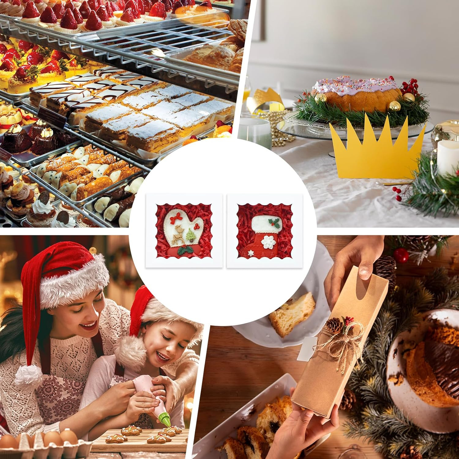 50Pcs Cookie Boxes 4X4X2.5 Inch Bakery Boxes with Window Treat Box Dessert Box f