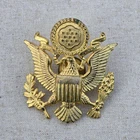 Vintage WW2 Era US Army Metal Officer Visor Insignia Badge Military collectible