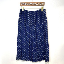 Vintage Classic Directions Blue Pleated Geometric Midi Skirt Made In USA Size 16