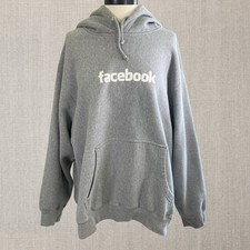 Facebook Pro Weave Hoodie Sweatshirt Adult XL Employee Gray VTG Y2K
