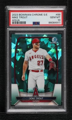 2023 Bowman Chrome Sapphire Aqua 68/99 Mike Trout #89 PSA 10 GEM MT 03wr