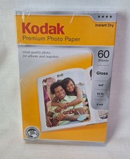 Kodak Premium Photo Paper Gloss 60 Sheets 4X6" Instant Dry New Unopened Sealed