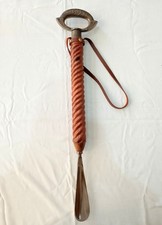 22-Inch Handcrafted Wooden Shoe Horn with Brass Handle Long-Handle Dressing Aid