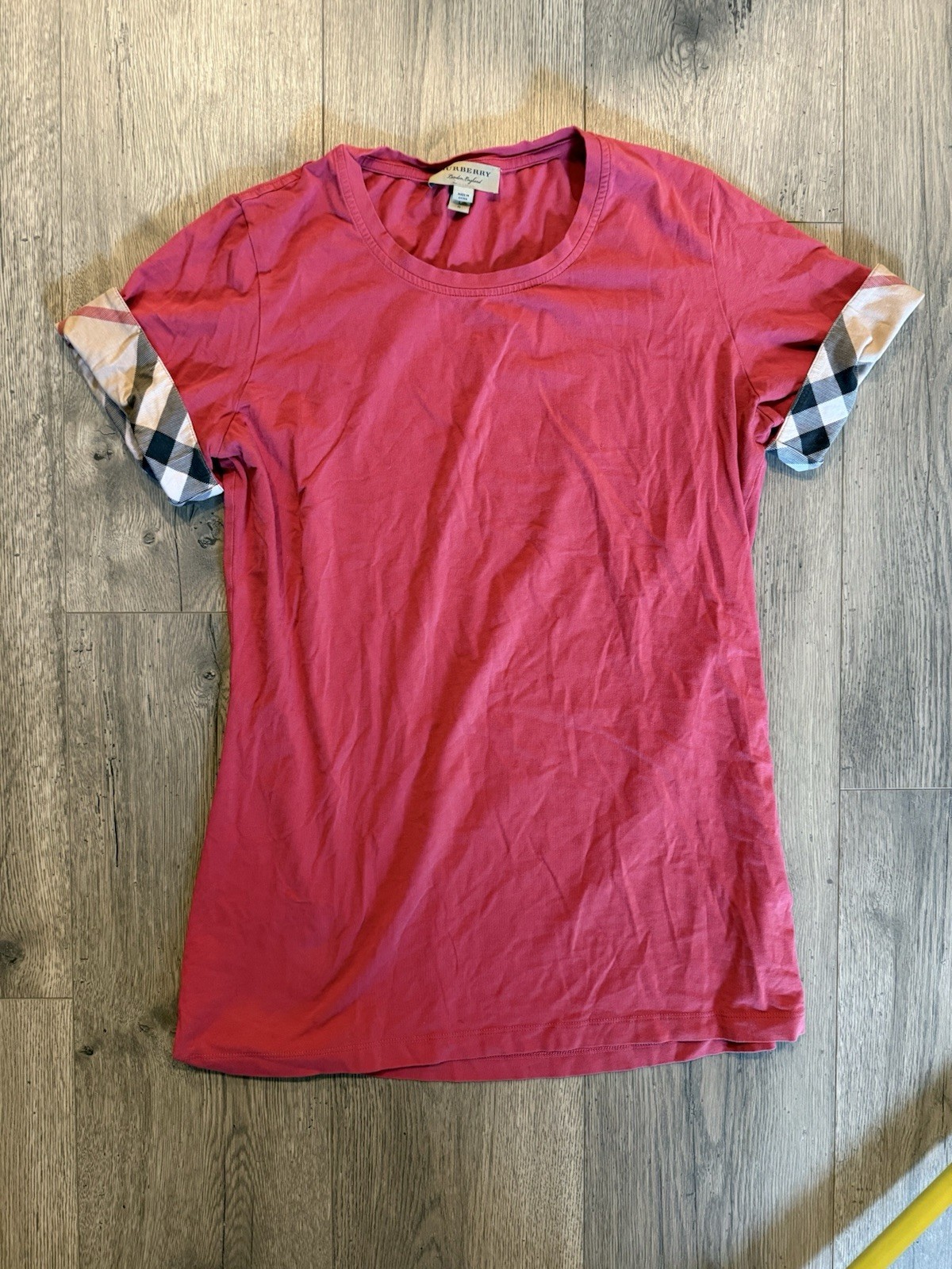 Burberry Nova Check Pink Red T-Shirt Size L Casual Fit-image