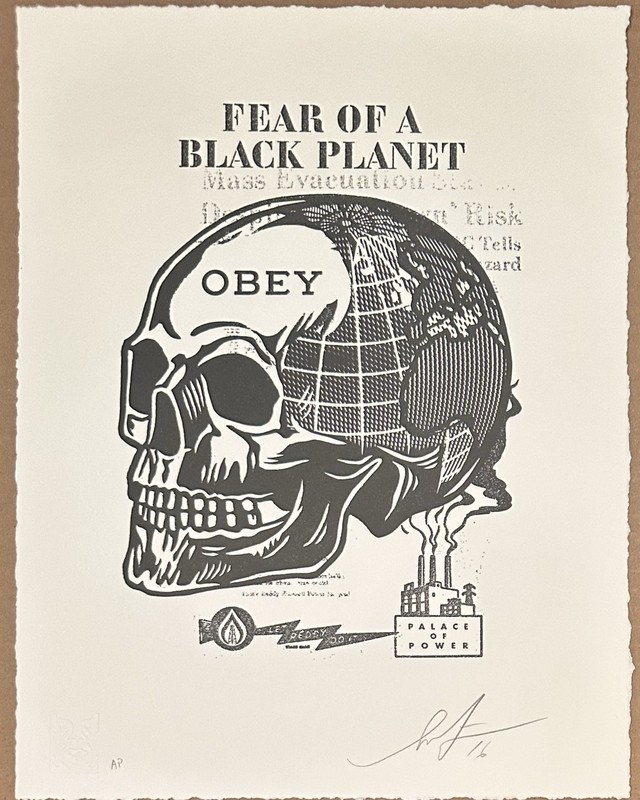OBEY GIANT "SKULL OF A BLACK PLANET" LETTERPRESS PRINT SHEPARD FAIREY SIGNED AP