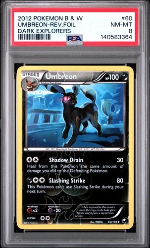 2012 Pokemon Black and White Dark Explorers #60 Umbreon Reverse Holo PSA 8 Rare