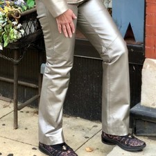 Margaret Godfrey VTG Metallic Chrome 100 Leather Straight Leg Pants 8 / 28"