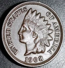 1908 INDIAN HEAD CENT - With LIBERTY & DIAMONDS - XF EF