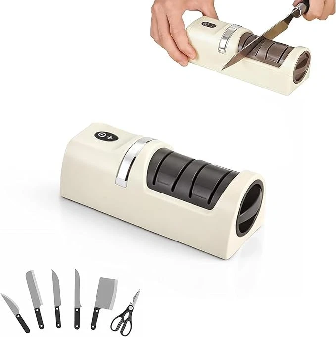 Cordless Electric Knife Sharpener 3 Stage Diamond Grinder USB Rechargeable