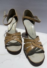 Vintage Biscuit Leather Strappy Heels 7N Amalfi by Rangoni Italy