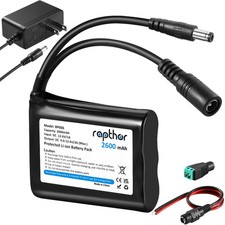 Rapthor 12V 2600mAh Lithium Battery Pack  Charger - Bike Light, LED, CCTV, DIY