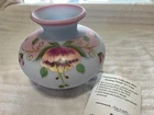 Fenton Connoisseur Collection Blue Burmese Drifting Floral Vase - Very HTF