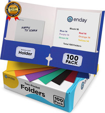 Paper Folders with Pockets 100 Pack Assorted Colors - Letter Size Two Pocket F